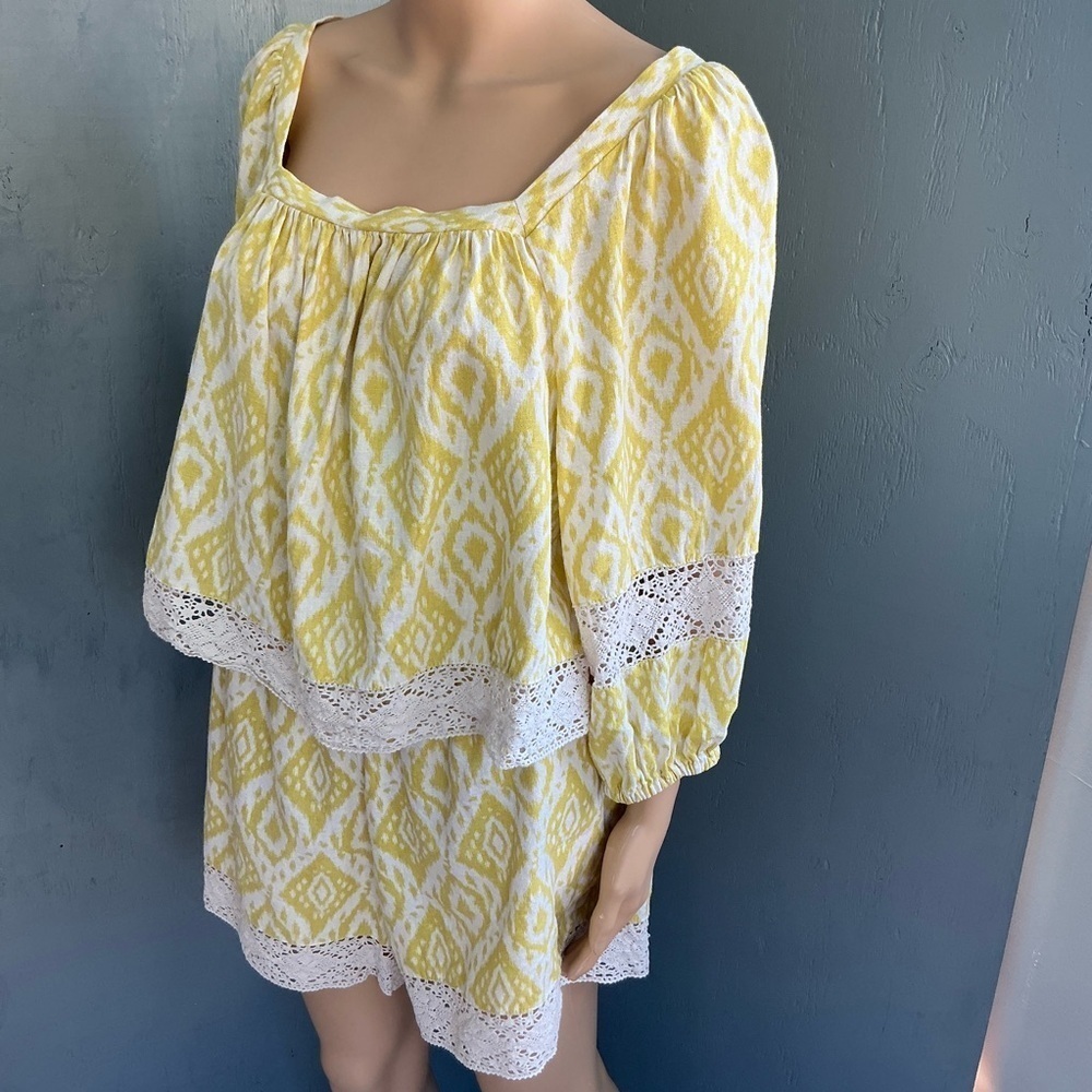 Calligraphie Yellow and White Boho Top & Shorts Set - Picture 4 of 12